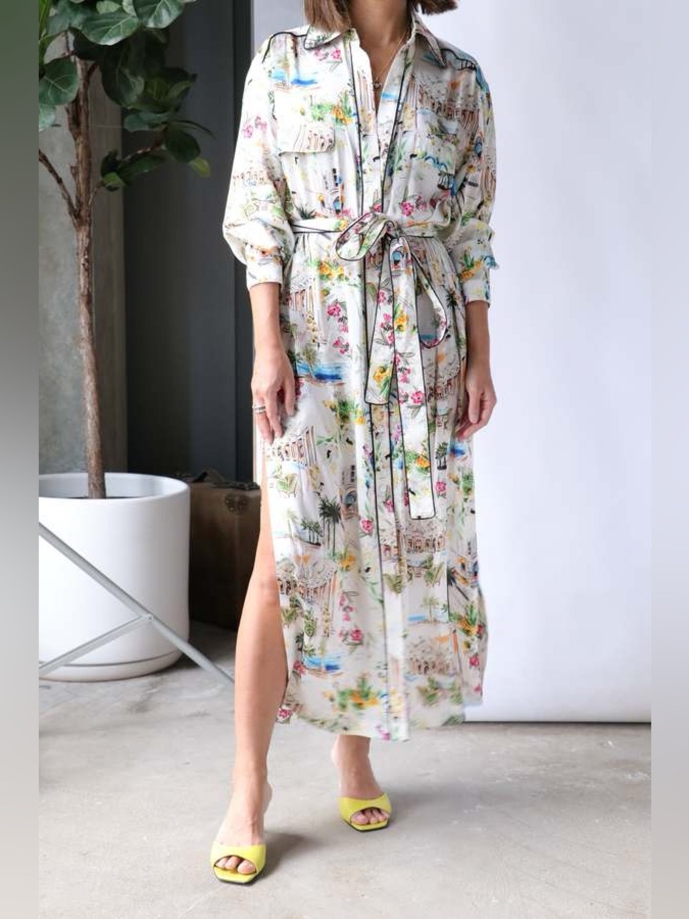 Smythe Cote D’ Azur Belted Shirtdress With Side Slits Medium